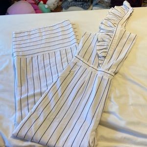 Entro Striped Ruffle Jumpsuit